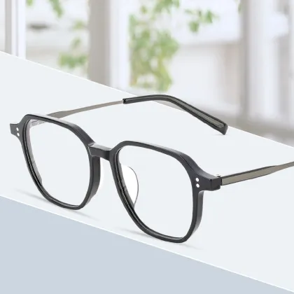 Trendy Myopia Glasses with Acetate Frame and Titanium Temple