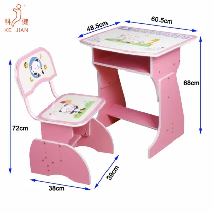 Wholesale study room furniture, kids pink study table chair