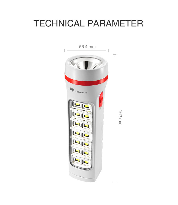 Portable Rechargeable LED Flashlight Torch with SMD Side Light-9029C-detail-5