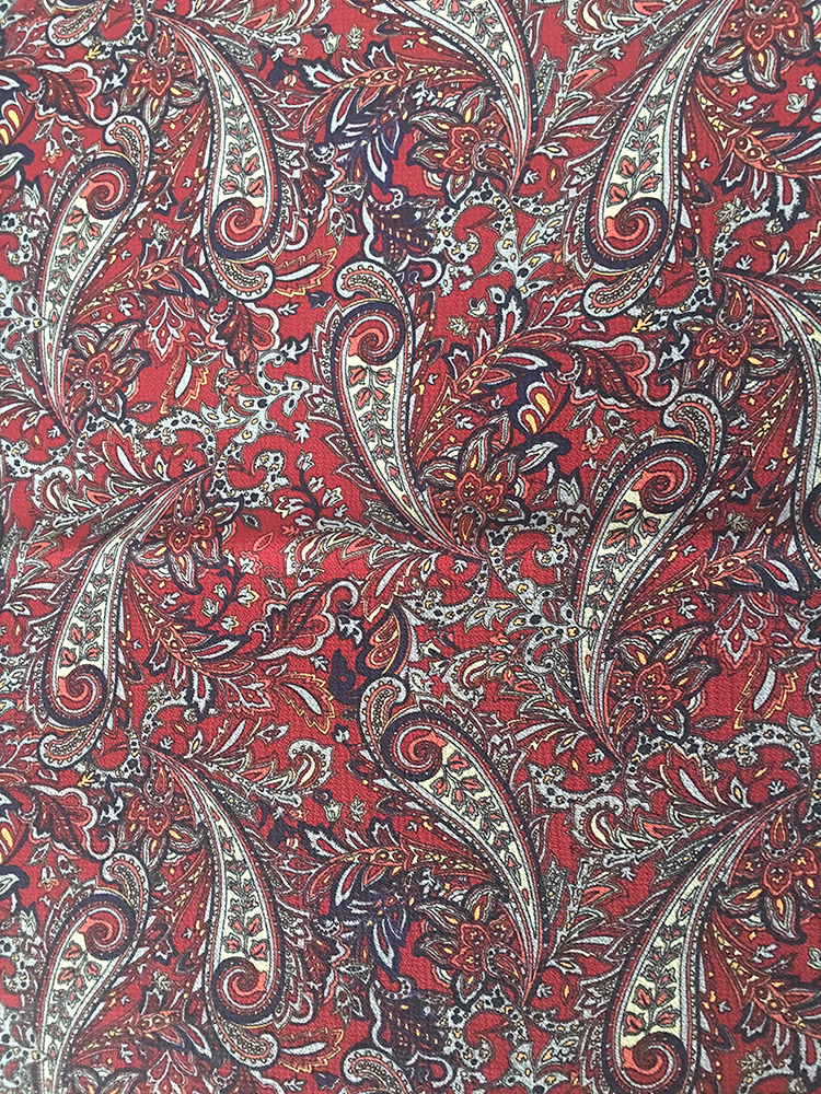 Paisley Tasarım Polyester Kabarcık Şifon Baskı Kumaş