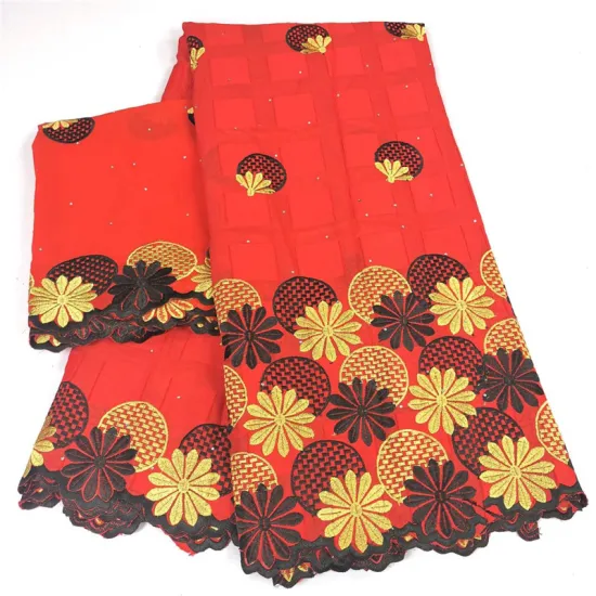 5+2 Swiss Lace Fabric With Scarf Dubai Heavy Beaded Embroidery African Fabrics 100% Cotton Swiss voile Lace in Switzerland 9L111