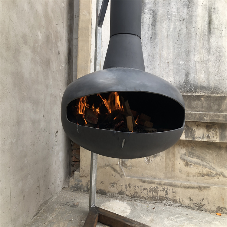 Balck Color Real Wood Charcoal Fuel Hanging Fireplace