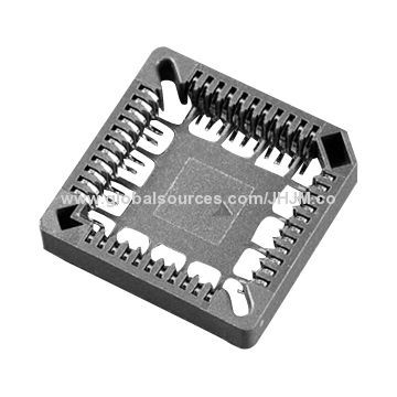 PLCC/Carrier Socket, Square Chip, 1.27mm Pitch, SMT Type, 20/28/32/44/52/68/84 Pins, PCB Mounting