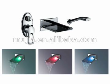 Wall Mounted Led Bathroom Faucet With Color Change