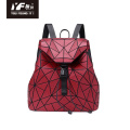 Custom new geometric diamond backpack fabric PU leather school packpack bag fashion casual backpack bag
