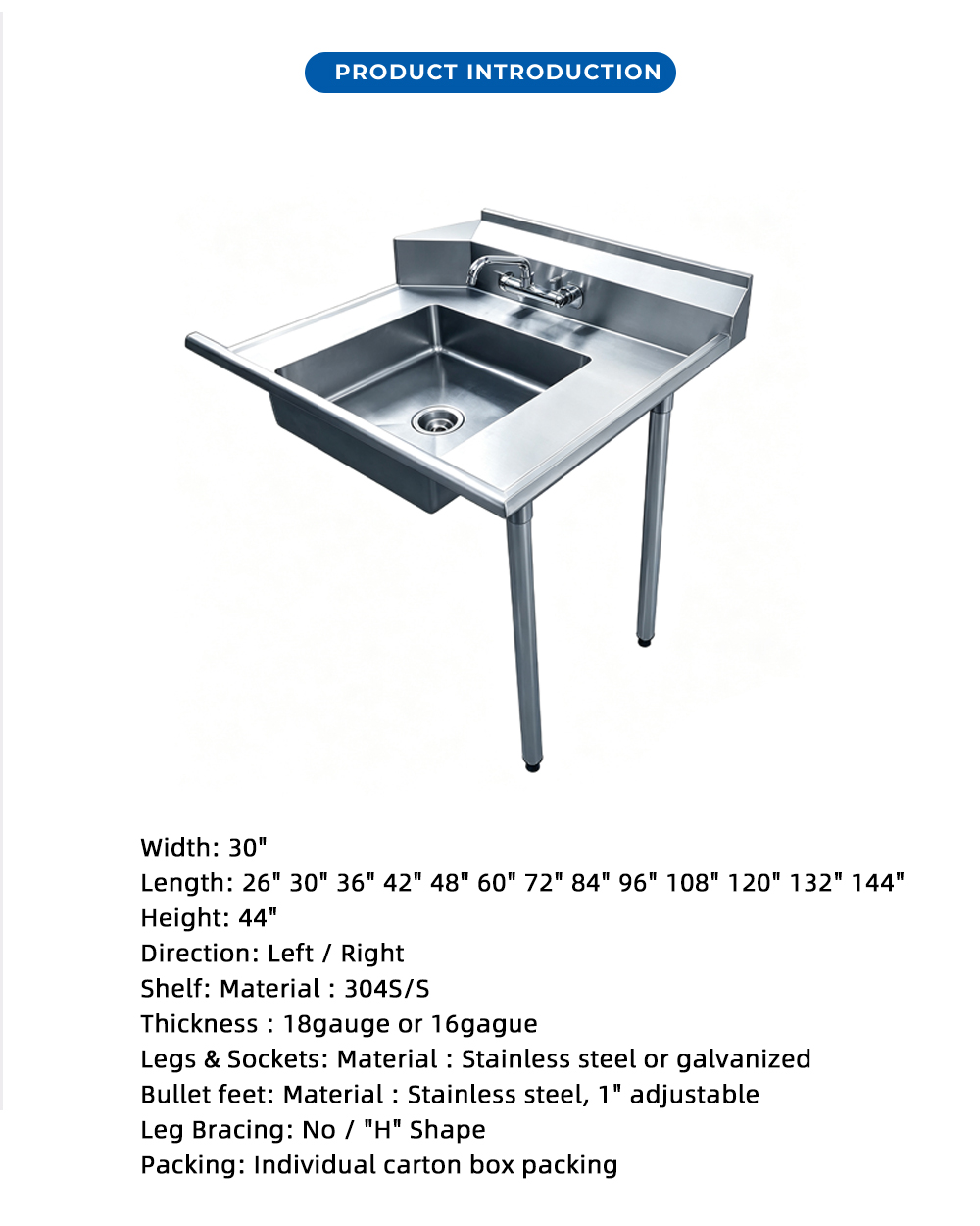 Stainless Steel Single Bowl Catering Sink X