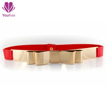 Gold metal stretch belt cummerbund bow tie and cummerbund 2015 new fashion belt design