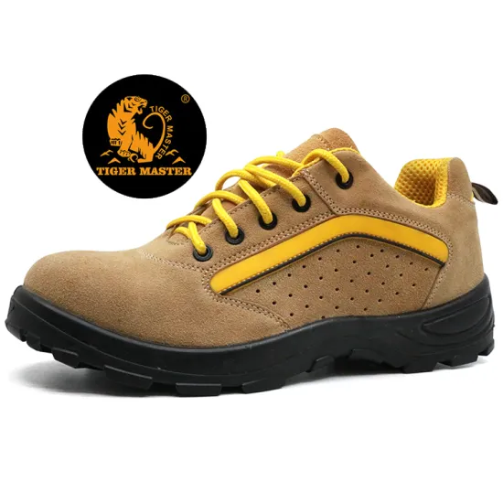 Anti slip suede leather sport safety shoes steel toe