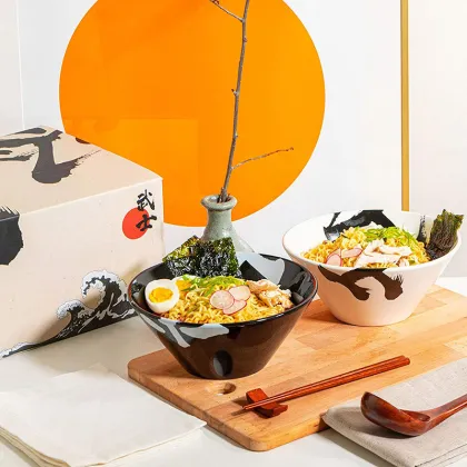 Ceramic Japanese Ramen Bowl Set with Accessories