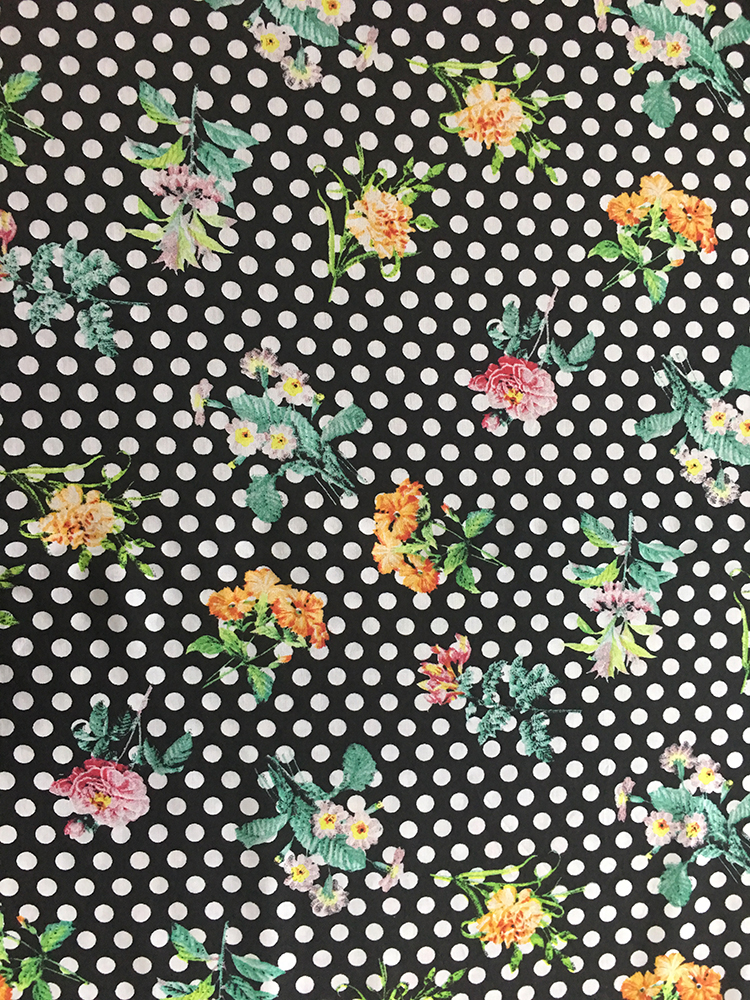 Dots Flower Rayon Challis 30S Printing Woven Fabric