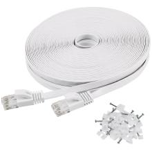 Cat6 Ethernet Cable 100ft Flat White With Clips