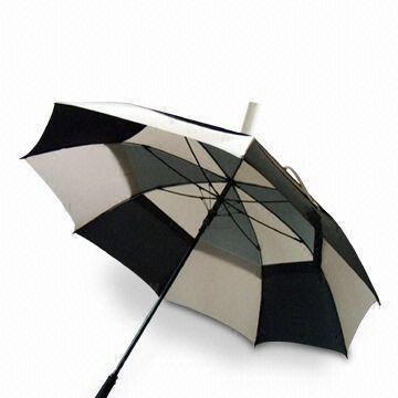 Golf Umbrella, Made of Polyester Fabri,c with Black Metal Frame