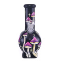 Hippiesgiesgiesgiess de 7.9 pulgadas, bong de vaso de precipitados de vidrio humano dibujado a mano, linda tubería de hongos con brillo en la oscuridad, vidrio de borosilicato