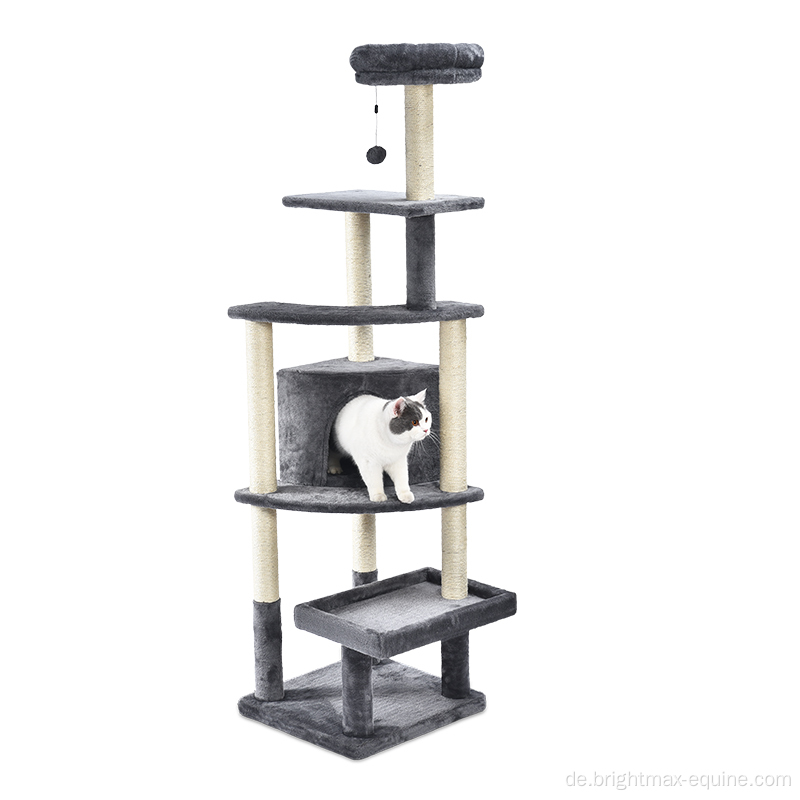 Großer Haustier Kitty Tower Sisal Post Holzbrett Hanges Spielzeug Super hohe Multi -Level -Plüsch -Katzenbaum