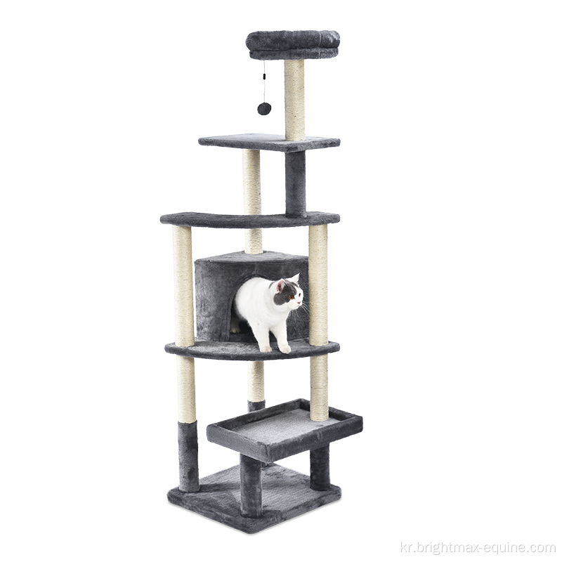 대형 애완 동물 키티 타워 사이 잘 포스트 나무 보드 매달려 장난감 슈퍼 키 큰 멀티 레벨 플러시 고양이 나무