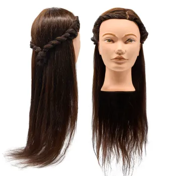 Realistic Female Rubber Hairdresser Training Mannequin for Cheap Long Straight Hair Salon Styling with Stand