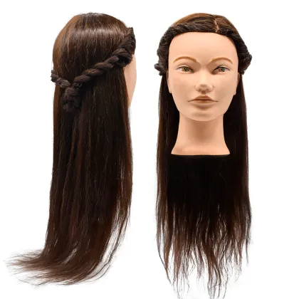 Realistic Female Rubber Hairdresser Training Mannequin for Cheap Long Straight Hair Salon Styling with Stand