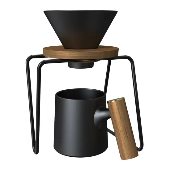 Eco Premium Black Ceramic Coffee Dripper and Stand Set