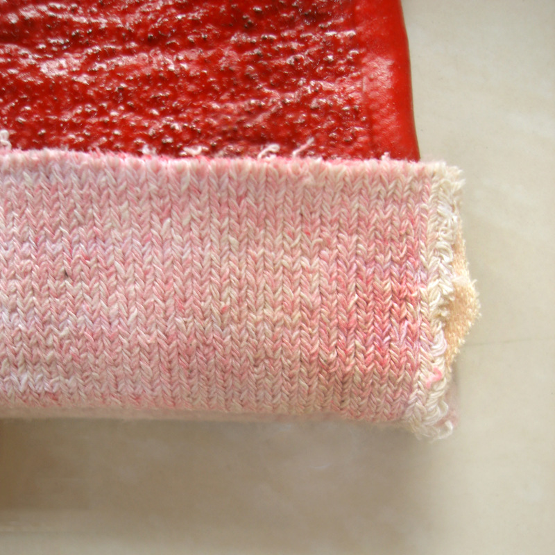 Rękawiczki frotte z czerwonego PVC z flanelową podszewką