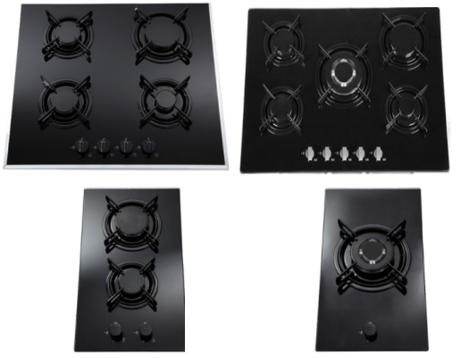 6 burners tempered glass hob 