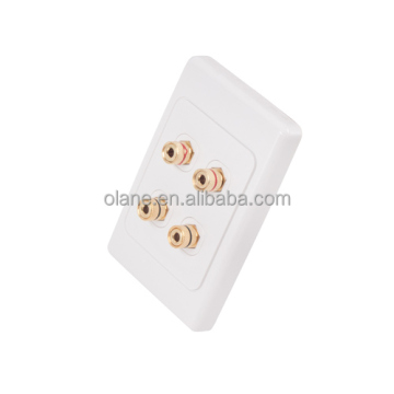Gold Binding Post Banana Plug Wall Plate for Home Theater Surround Sound