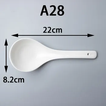 22cm Pure White Ceramic Soup Spoon - Family Soup Ladle