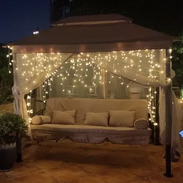 Waterproof Metal Frame 3-Seater Swing Chair with Canopy