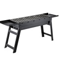 Parrilla de barbacoa de carbón plegable portátil con cenicero deslizable y estantes de extensión laterales dobles
