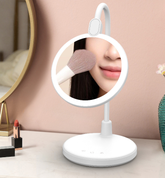 Portable Rechargeable LED Table Lamp with Makeup Mirror and 3 Color Options