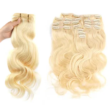 Wholesale Brazilian Remy Wavy Clip In Hair Extension Body Wave Blonde Virgin Hair Clip In Human Hair Extensions