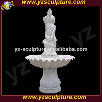 garden hand carved white marble fountain with child
