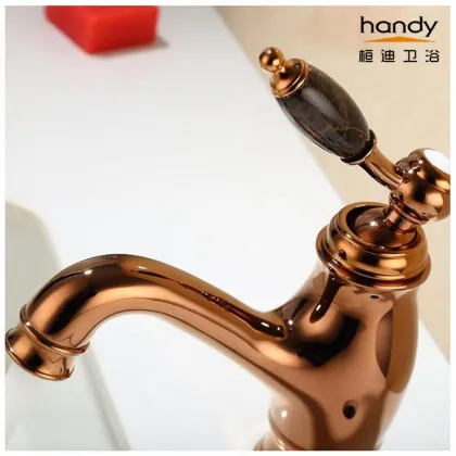Rose gold inlaid jade antique washbasin faucet