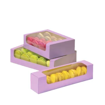 Custom Print Luxury Macarons Box With Clear Window