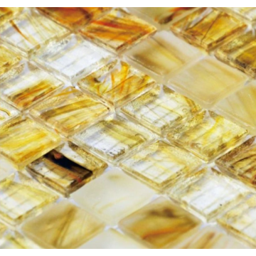 Amber frosted glass mosaic tiles