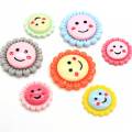 Colorful 20mm 28mm Cute Smile Face Sunflower Flatback Resin Button Cabochon For Diy Craft Scrapbook  Embellishment