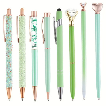 Bling Rollerball Pen Set for Women - 8 Piece Metal & Crystal Diamond Glitter Pens