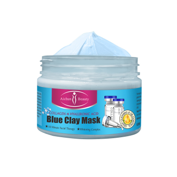 Blue Clay Mask with Collagen and Hyaluronic Acid: Deep Cleansing, Oil-Control, Whitening Face Mask