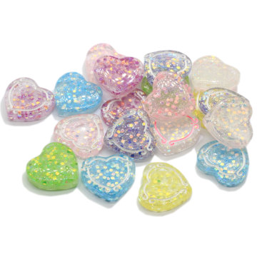 Glitter Resin Heart Flatback Beads Κοσμήματα Μενταγιόν Κολιέ Διακοσμητικό Μπρελόκ DIY Art Decor Κορίτσια Κεφάλι Αξεσουάρ