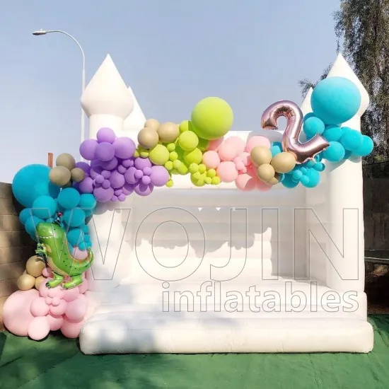 Outdoor Commercial White Pink Wedding Inflatable Bounce House