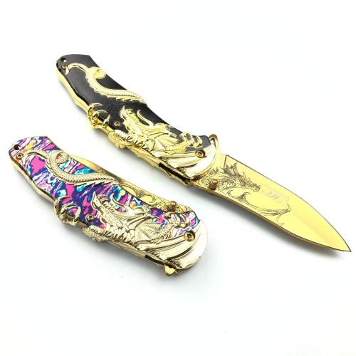 Embossed Pterosaur Semi-Automatic Folding Knife