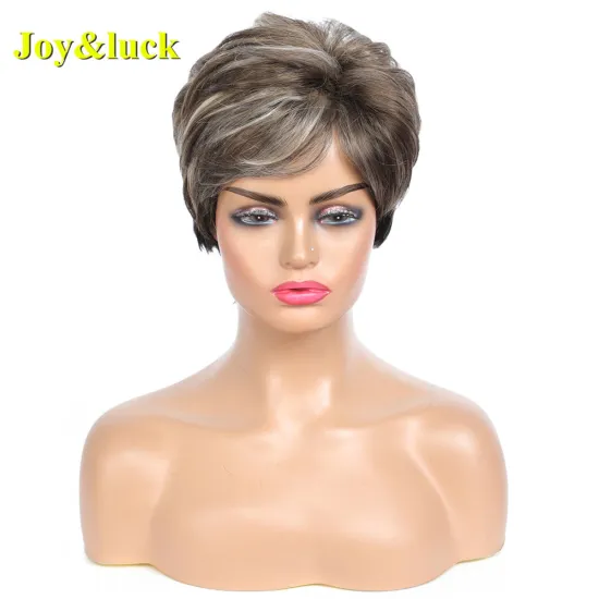 Wholesale Wigs With Bangs for Women or Men Hair Daily or Party Brown Ombre Blonde Natural Straight Short Synthetic Hair Wigs