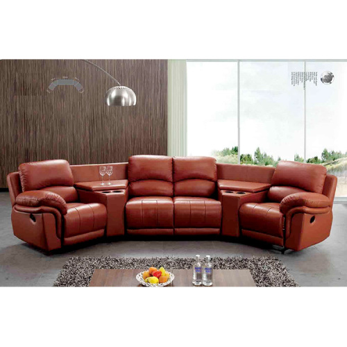 Mais recente Design OEM Home Accent Filme de Couro Elétrico Reclinável Couro Curvo Secção Recliner Sofá