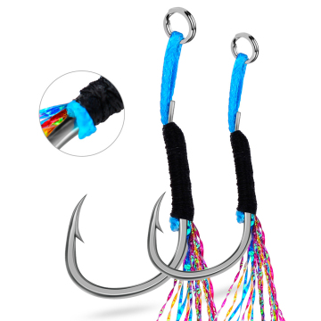 Bulk High Carbon Steel Saltwater Fishing Hooks 11#-17# Bright Wire Black/Silver Feather Jig