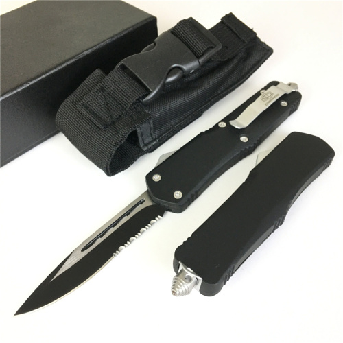 A07 Automatic Knife Push Button with Clip and Glass Breaker