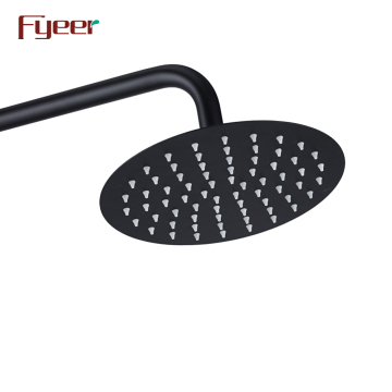 Fyeer 8 Inch Round Ultra Thin Stainless Steel Black Shower Head