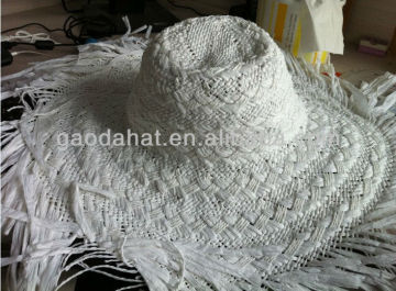 White color wide brim Knitted paper hats body