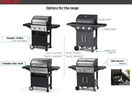 Atlanta 3 Burner Gas Grill with Side Shelf for Outdoor Cooking Kitchen
