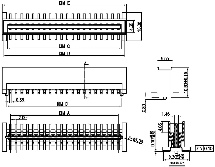 Single-slot male H10.6 board-to-board connector