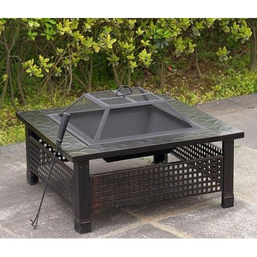 Outdoor square Garden Patio Slate Fire Pit Stove