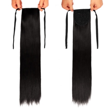 Long Straight Ponytail Hair Extension Tie Up Hair Piece Heat Resisting Fiber Synthetic Pony Tail Dark Brown Hairpiece